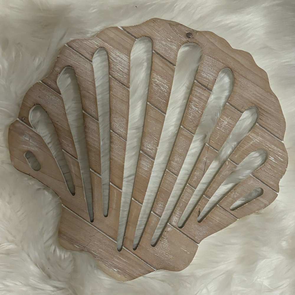 Whitewashed Wooden Shell Wall Art